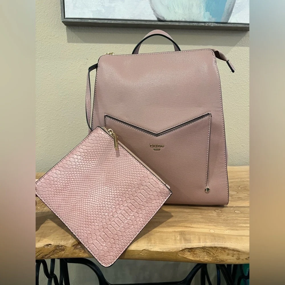 Dune London Muave Convertible Backpack with Gold Accents